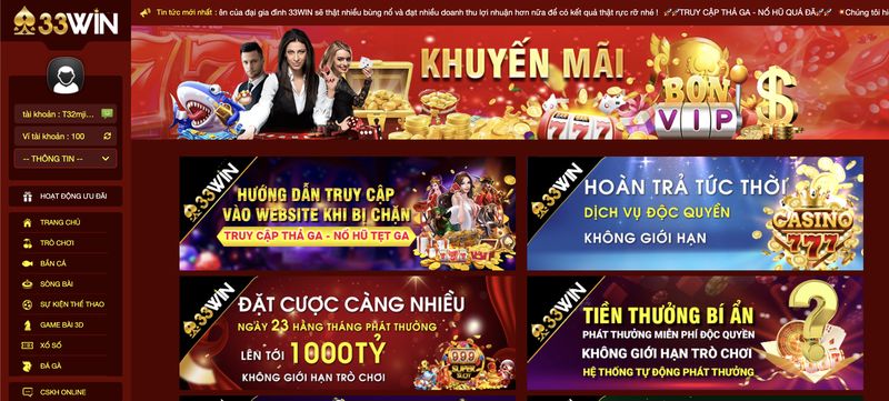 Đăng nhập 33Win nhận ngay kho tàng ưu đãi hấp dẫn