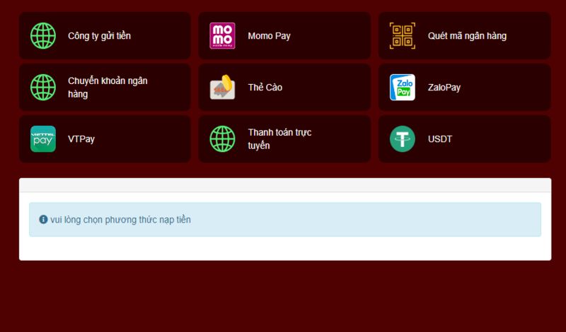 Giới thiệu các phương thức nạp tiền phổ biến có tại 33Win